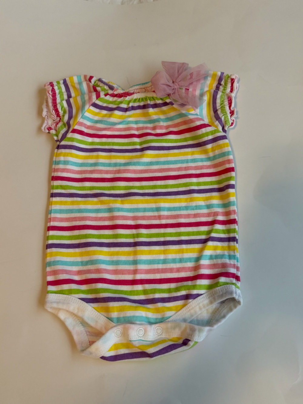 10/$25 Baby Girl Striped Onesie - 6 Months